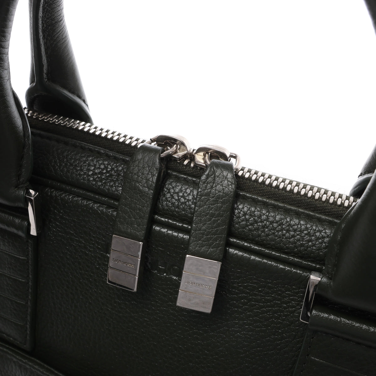 Dior Homme Leather Business Handbag in Green
