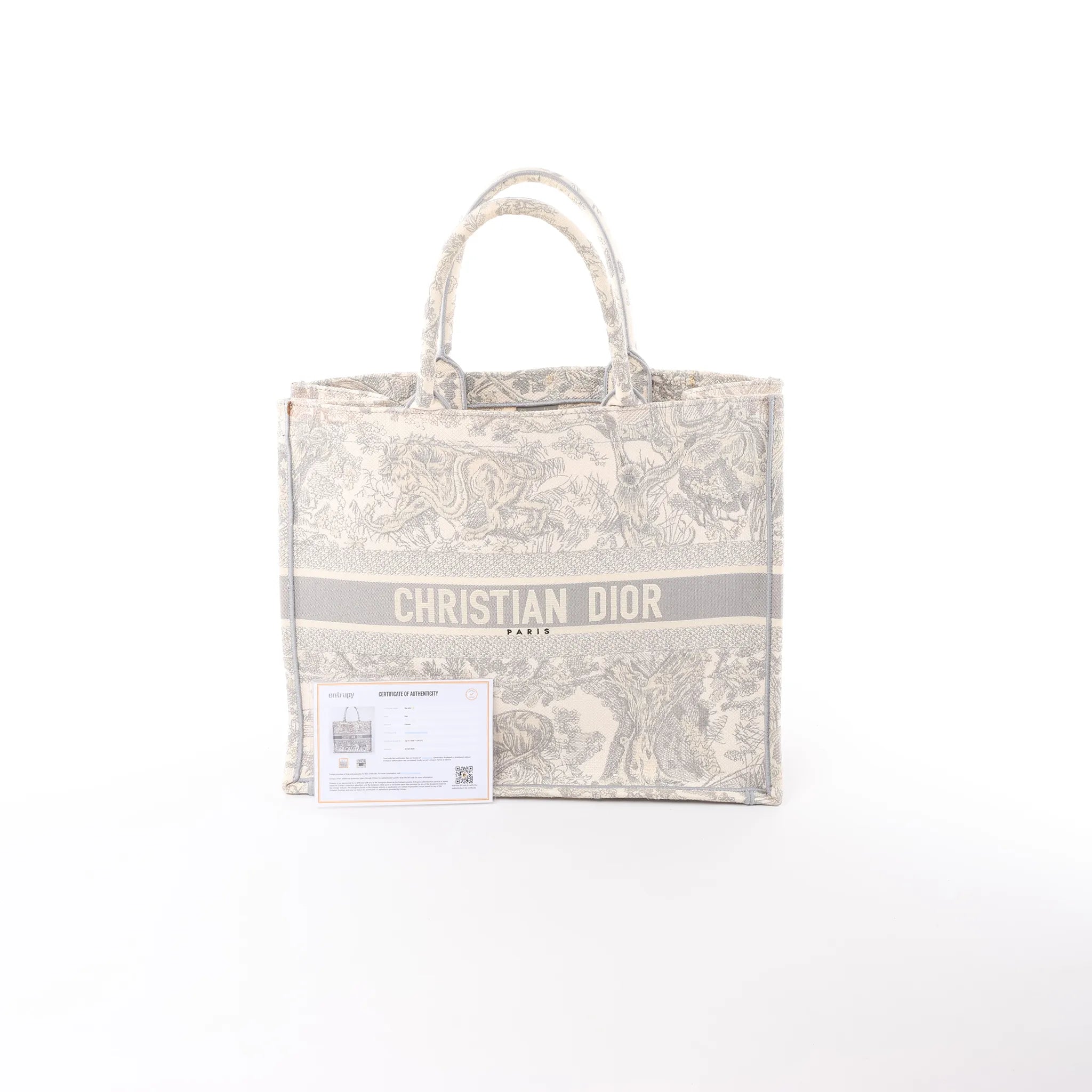Dior Book Tote Large Jouy Embroidered canvas Handbag Handbag in Gray