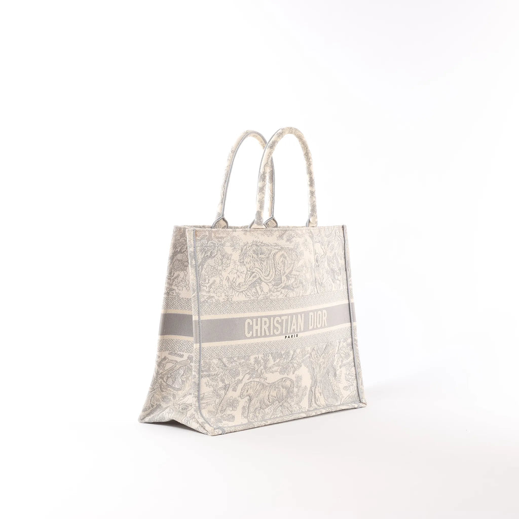Dior Book Tote Large Jouy Embroidered canvas Handbag Handbag in Gray