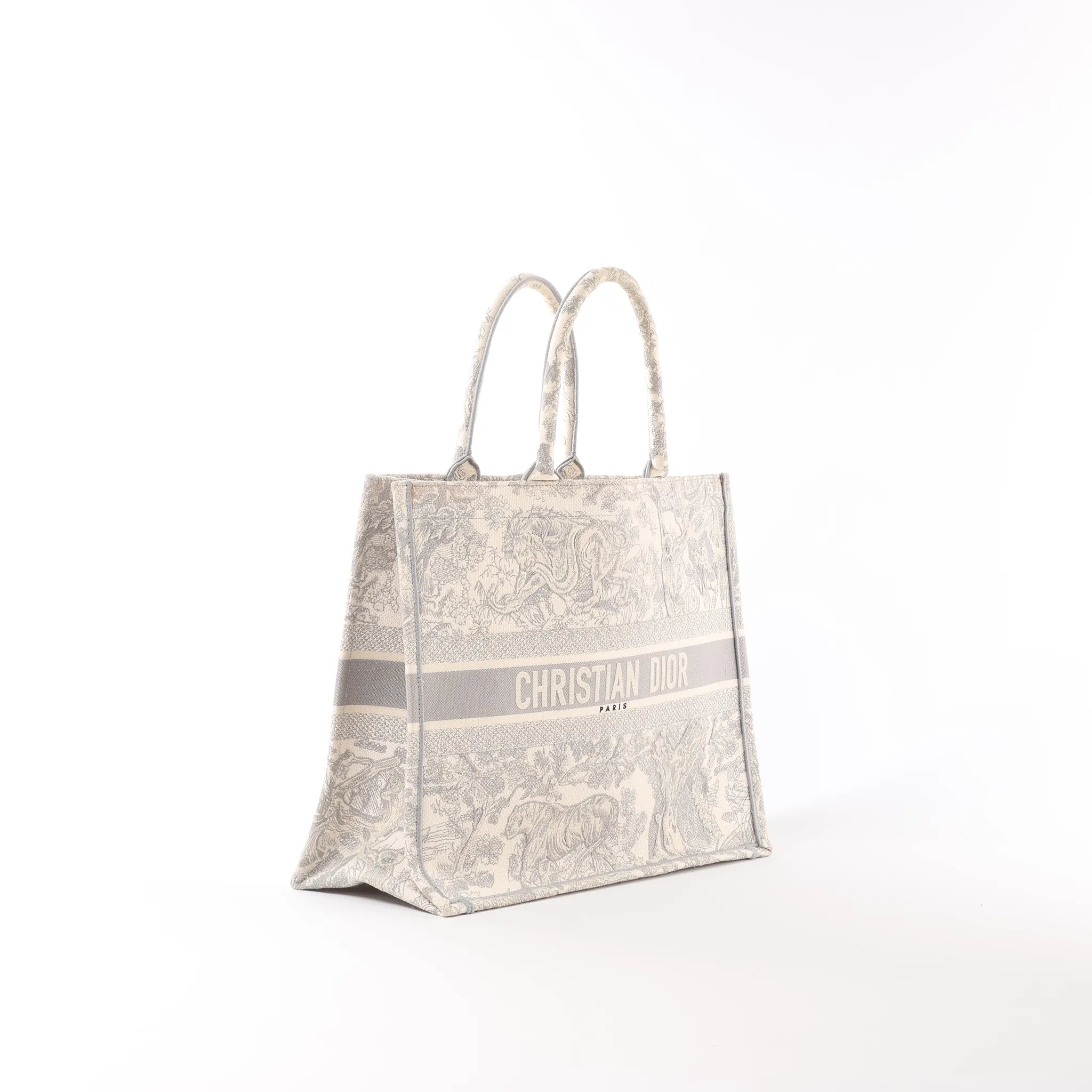 Dior Book Tote Large Jouy Embroidered canvas Handbag Handbag in Gray