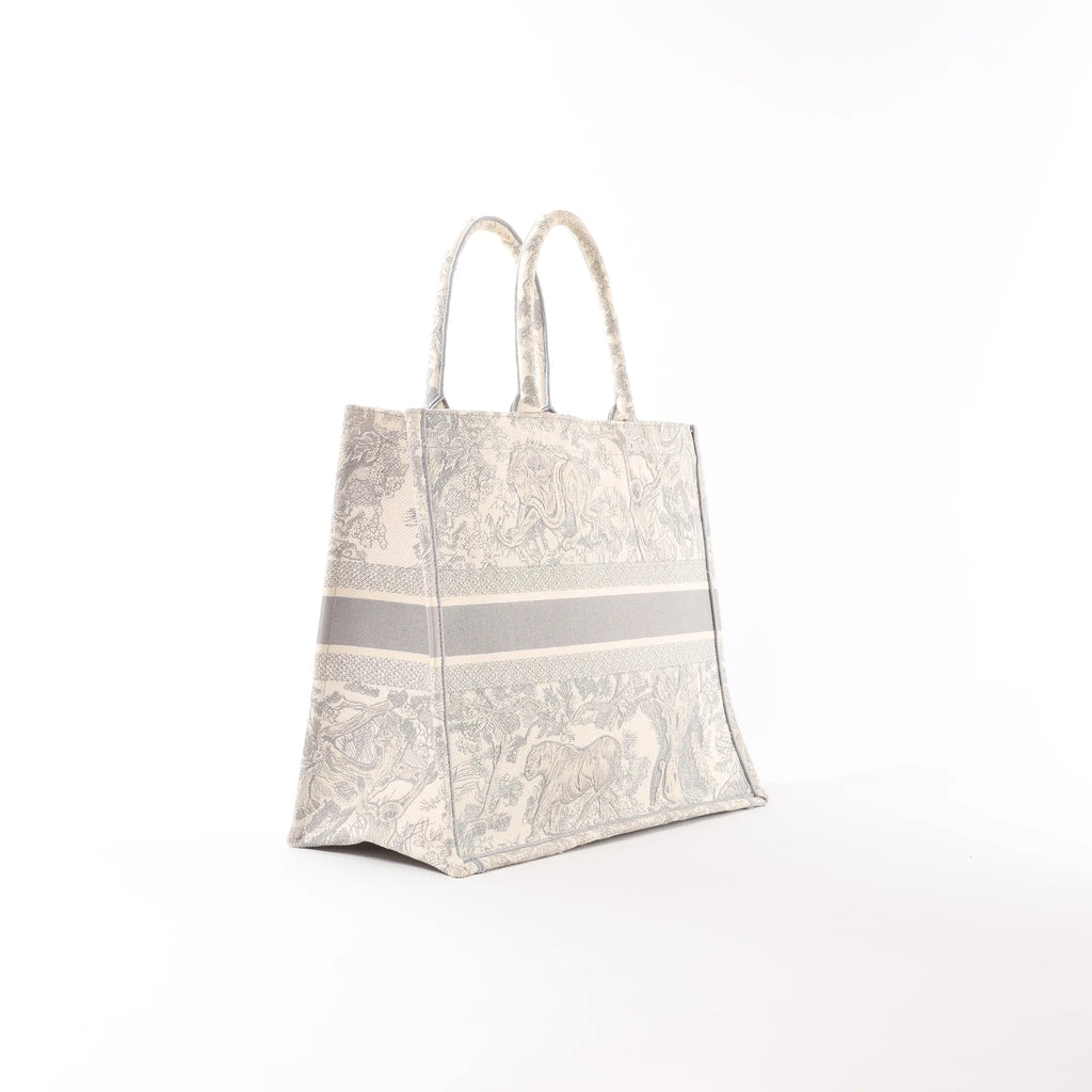 Dior Book Tote Large Jouy Embroidered canvas Handbag Handbag in Gray