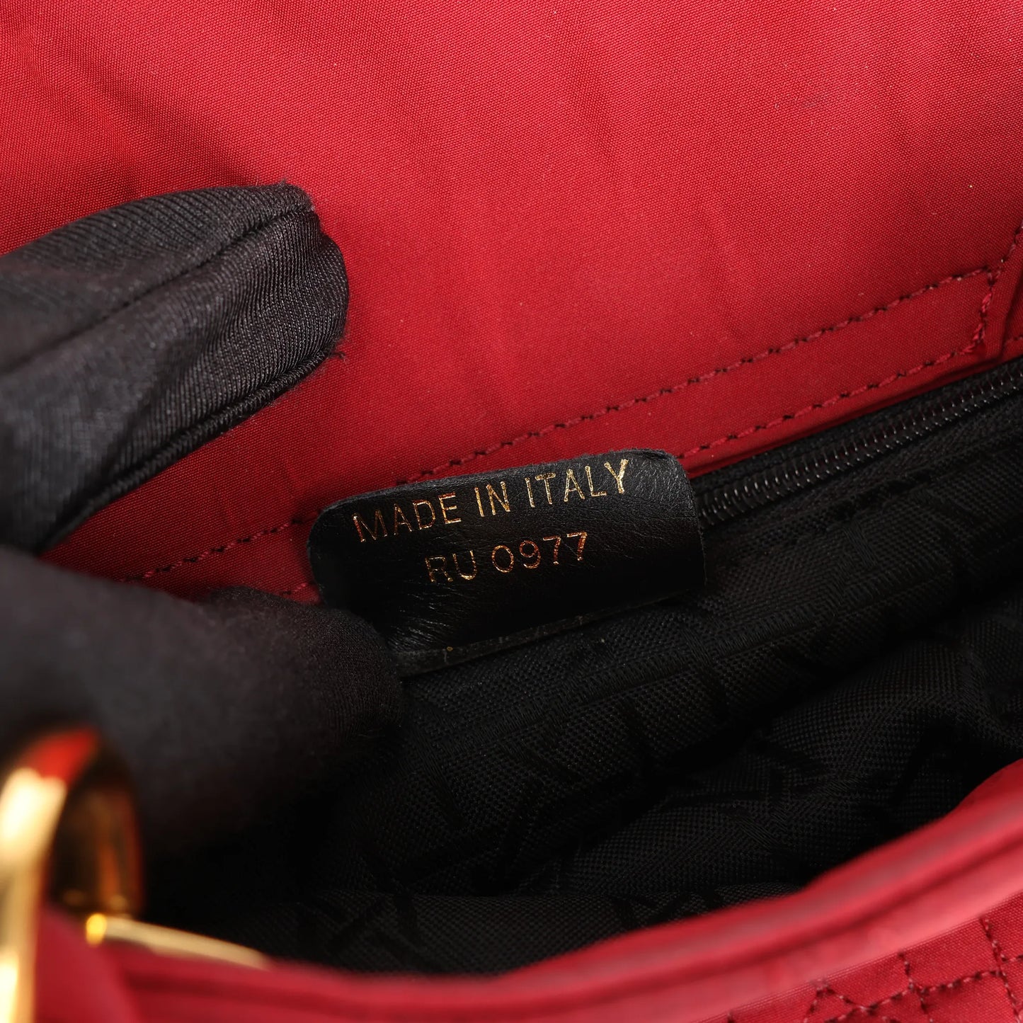 Dior Lady Dior Mini Cannage Nylon Handtasche in Rot