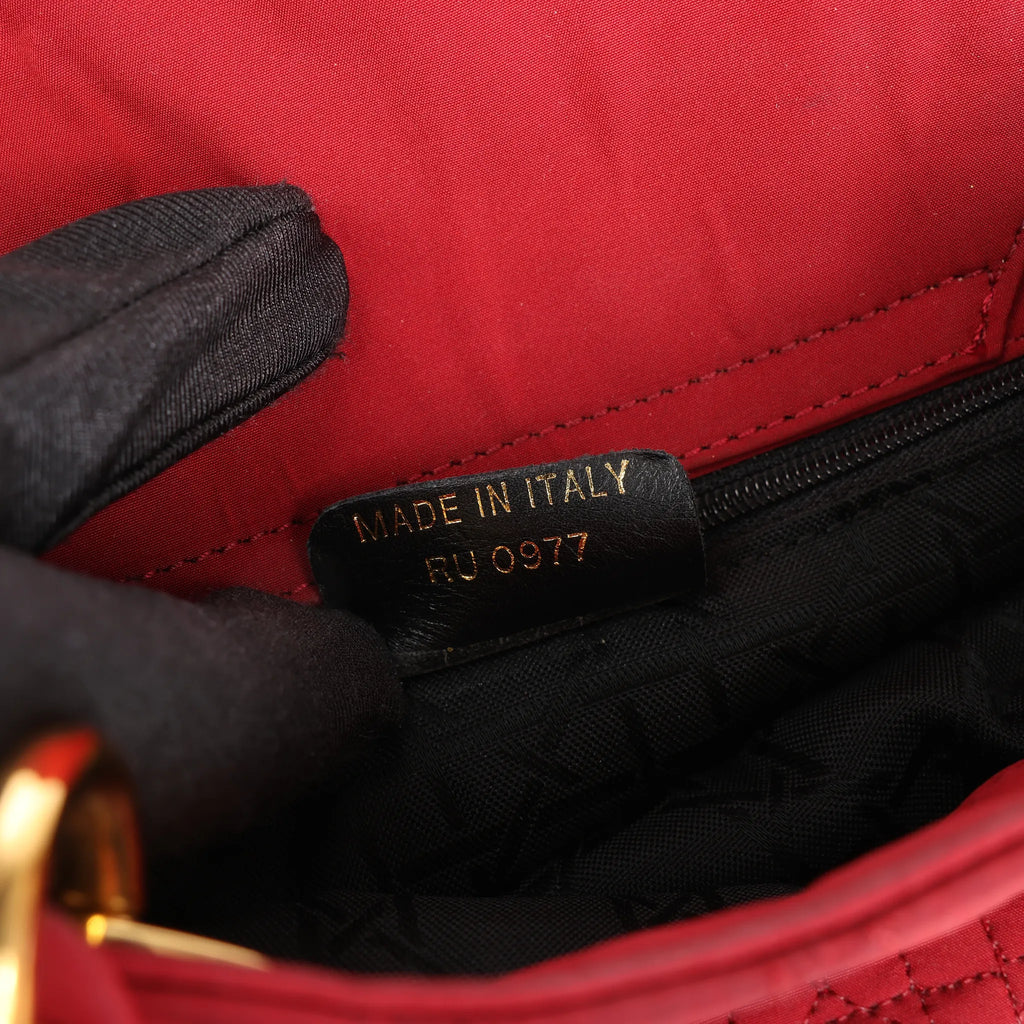 Dior Lady Dior Mini Cannage Nylon Handbag in Red