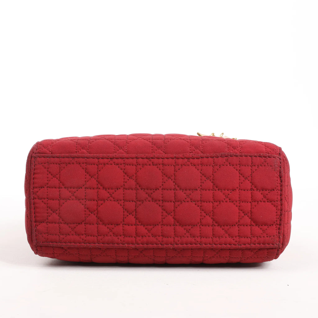 Dior Lady Dior Mini Cannage Nylon Handbag in Red