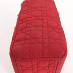 Dior Lady Dior Mini Cannage Nylon Handbag in Red
