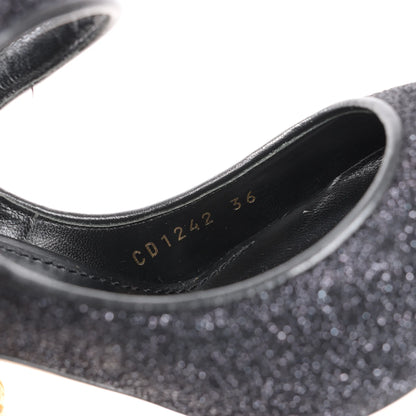 Dolce & Gabbana Cloth x Glitter DG logo Mary Jane Heels Baroque in Black, Size 36 EU