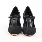 Dolce & Gabbana Cloth x Glitter DG logo Mary Jane Heels Baroque in Black, Size 36 EU
