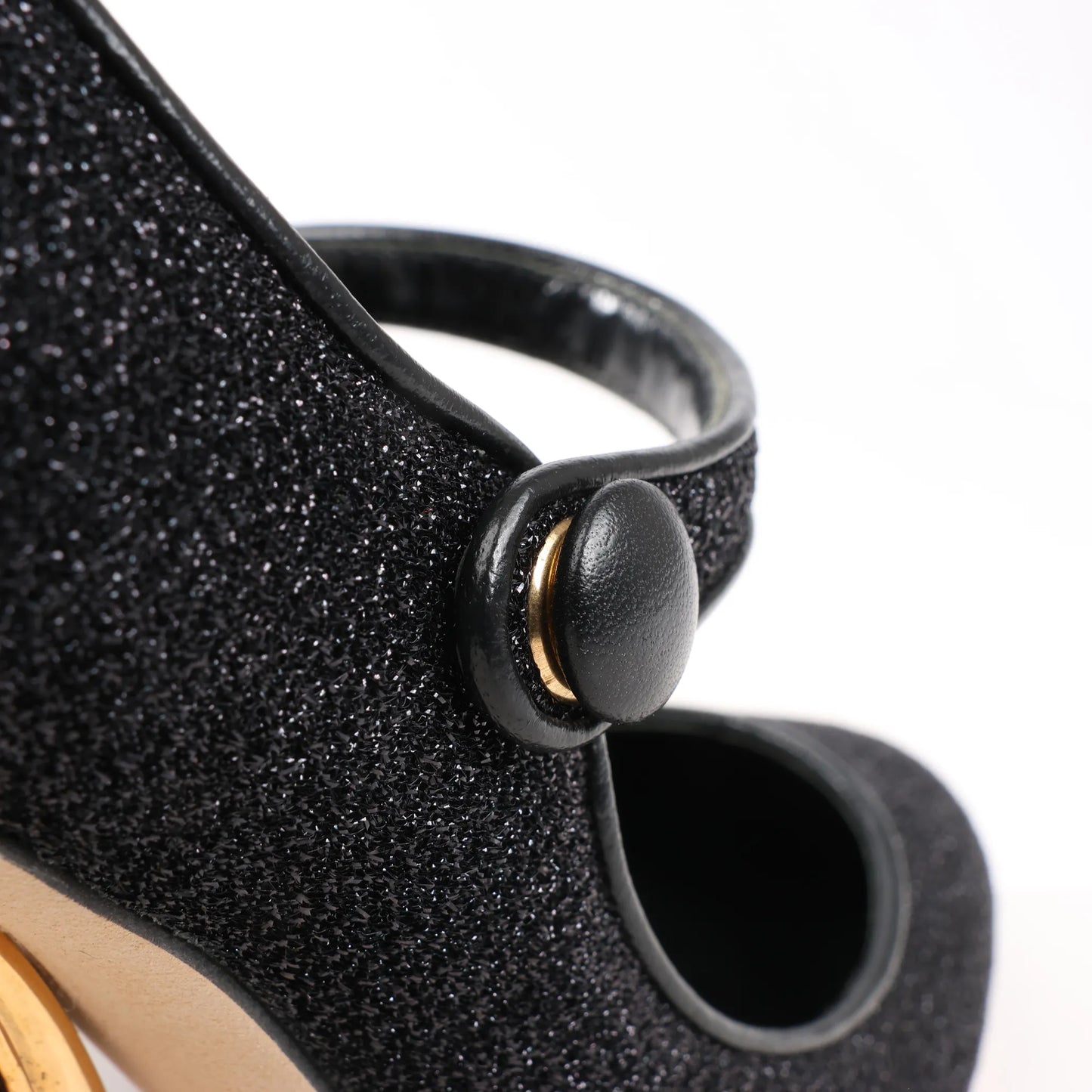 Dolce & Gabbana Cloth x Glitter DG logo Mary Jane Heels Baroque in Black, Size 36 EU