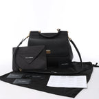 Dolce & Gabbana Sicily Dauphine Leather Handbag in Black