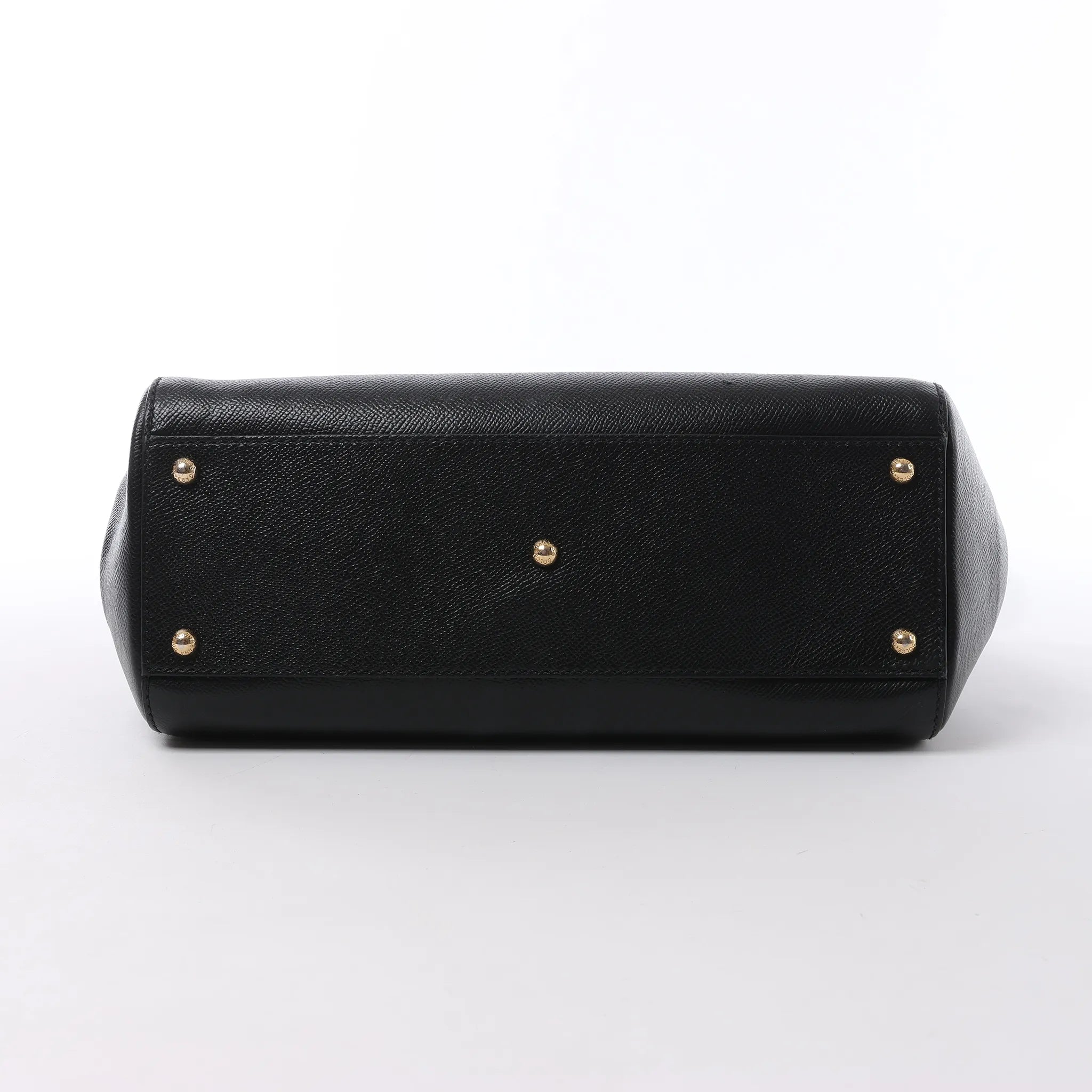 Dolce & Gabbana Sicily Dauphine Leather Handbag in Black