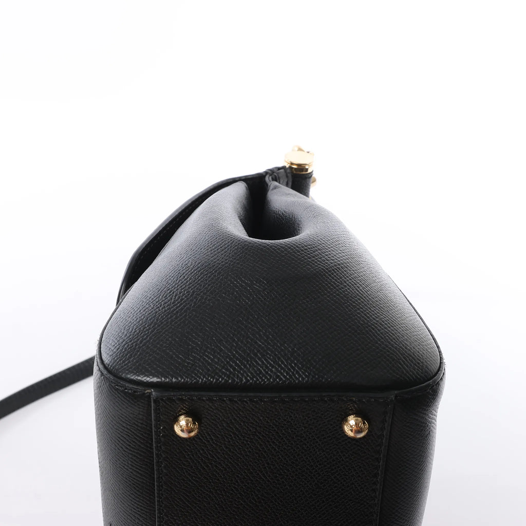 Dolce & Gabbana Sicily Dauphine Leather Handbag in Black
