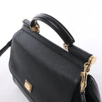 Dolce & Gabbana Sicily Dauphine Leather Handbag in Black
