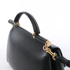 Dolce & Gabbana Sicily Dauphine Leather Handbag in Black