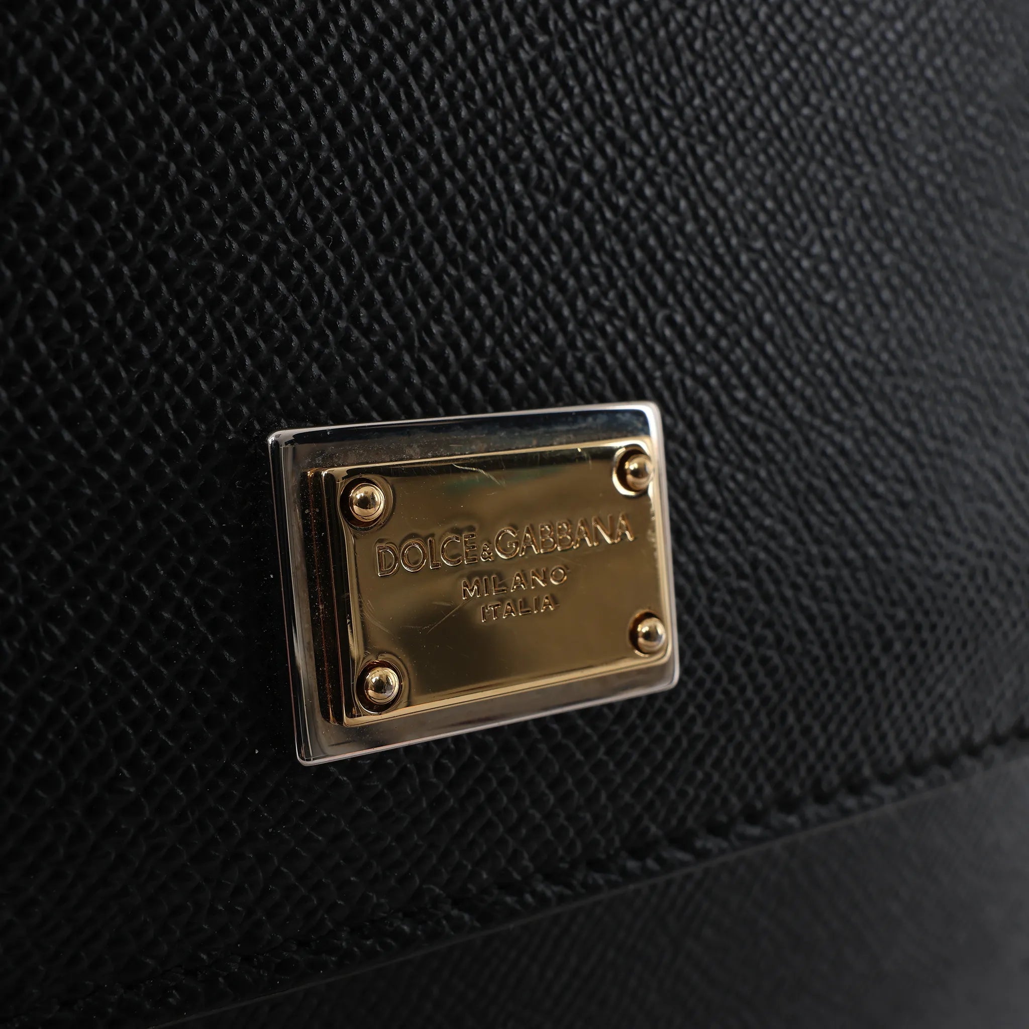 Dolce & Gabbana Sicily Dauphine Leather Handbag in Black