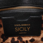 Dolce & Gabbana Sicily Dauphine Leather Handbag in Black
