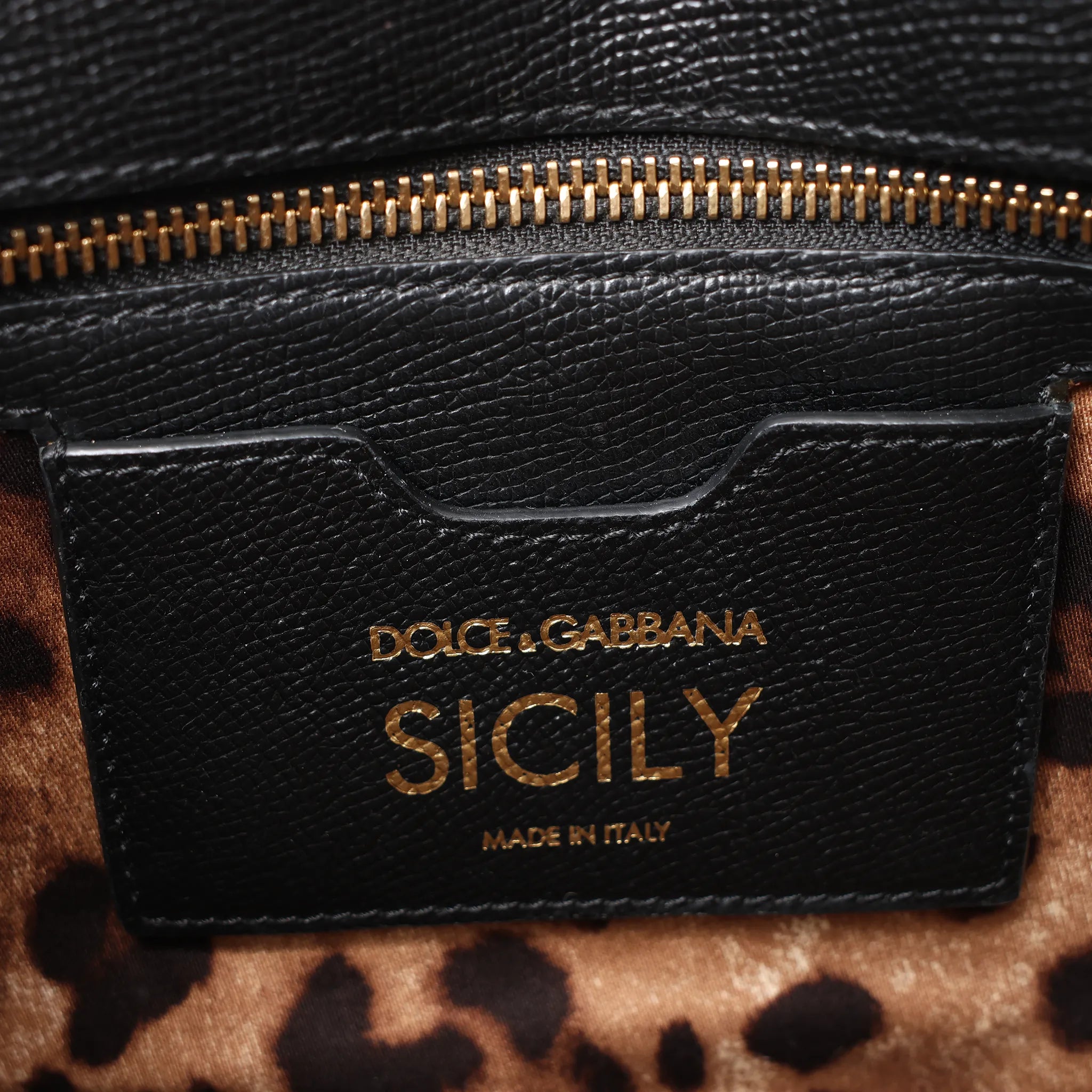 Dolce & Gabbana Sicily Dauphine Leather Handbag in Black