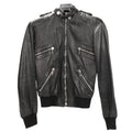 Dolce & Gabbana Black Leather and Leopard Biker Jacket, Size 38