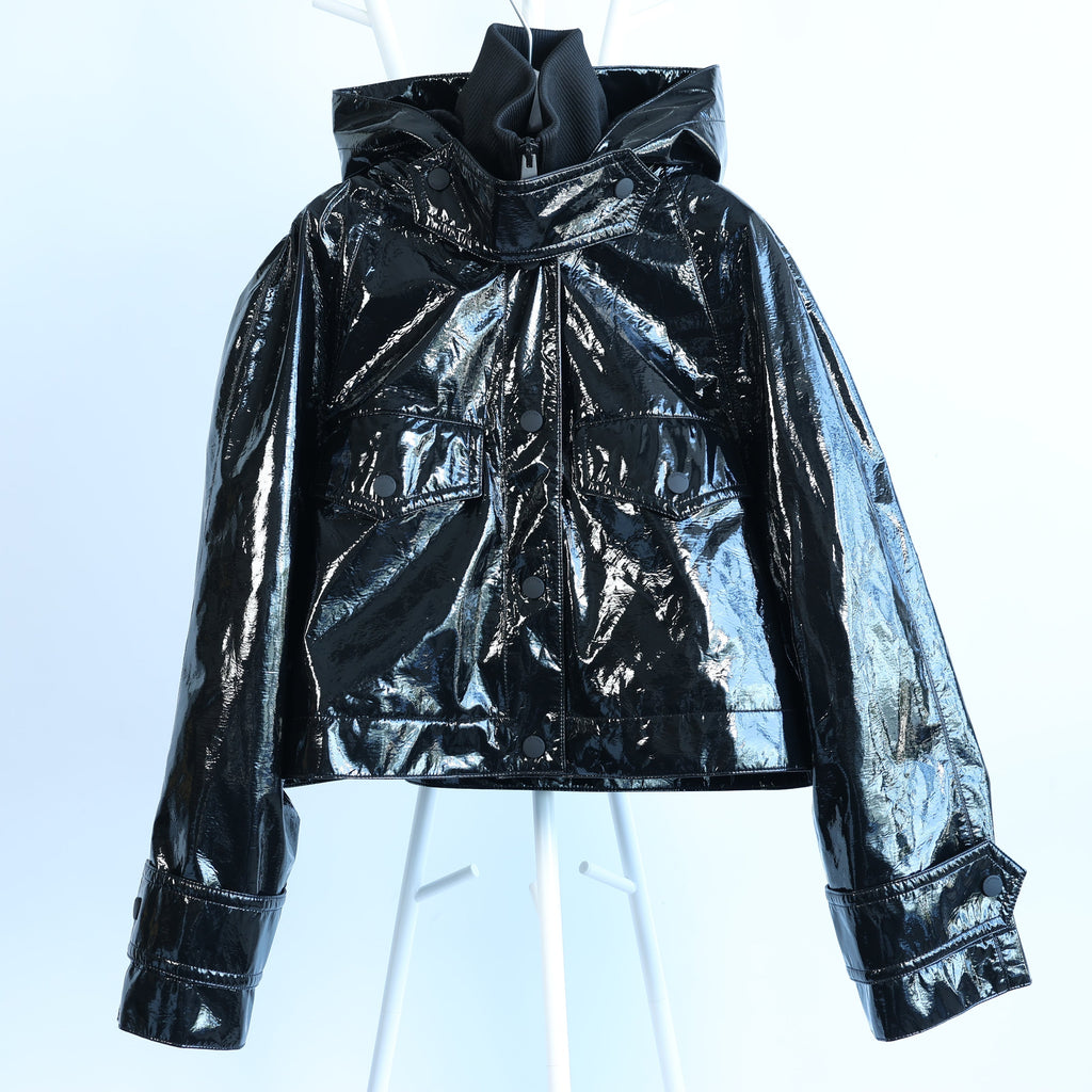 Dondup Glossy Jacket in Black, 42 IT