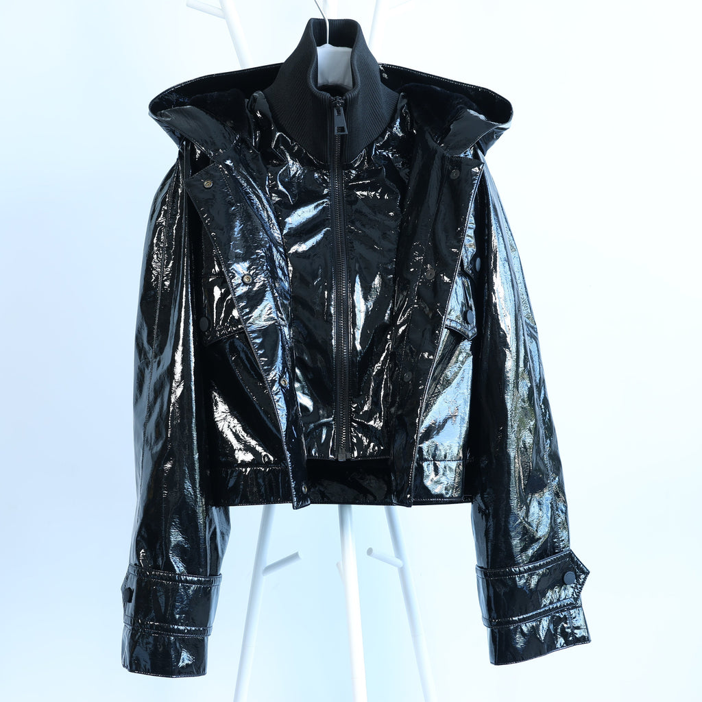 Dondup Glossy Jacket in Black, 42 IT
