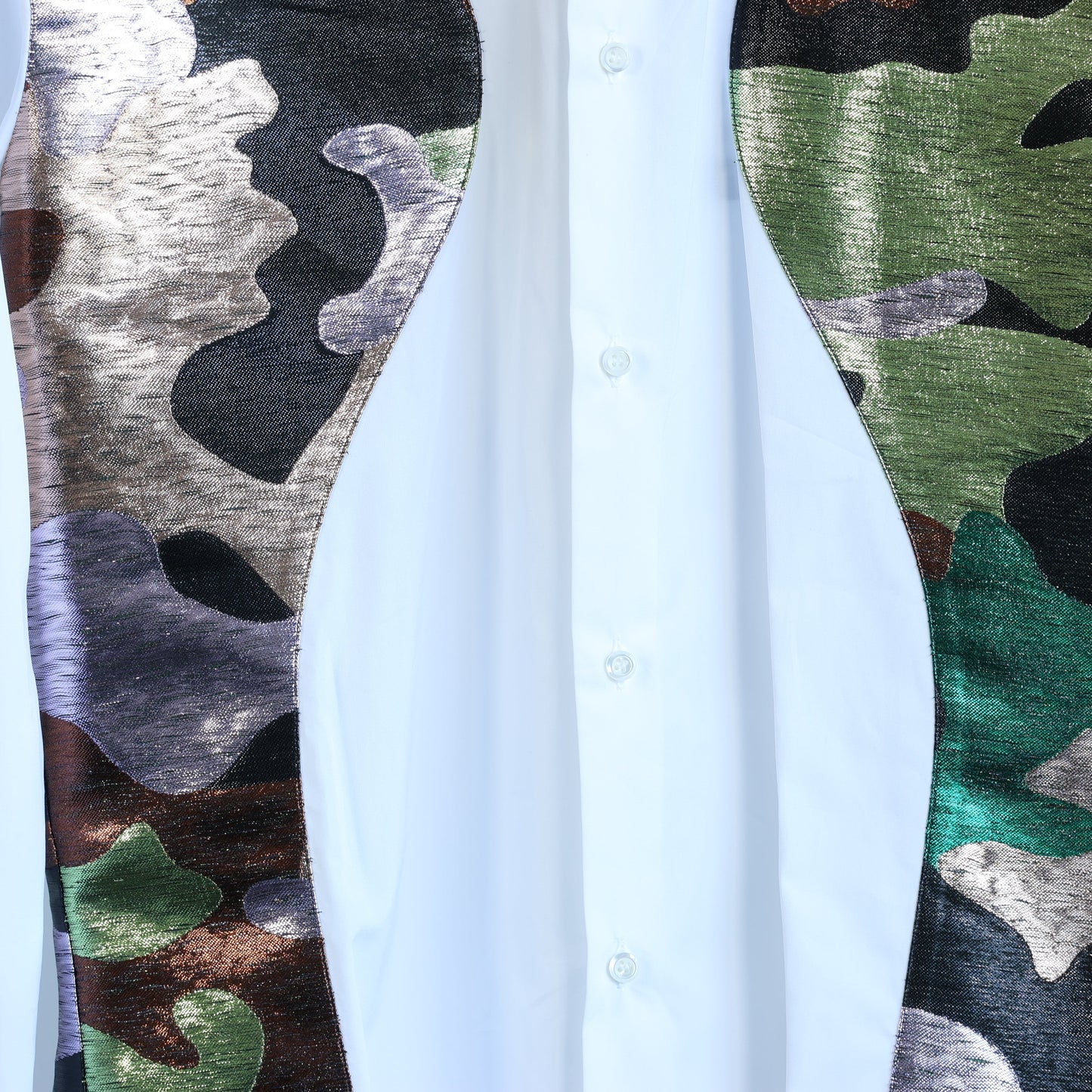 Chemise blanche à empiècements camouflage Dsquared2, taille 48 IT