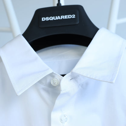 Chemise blanche à empiècements camouflage Dsquared2, taille 48 IT