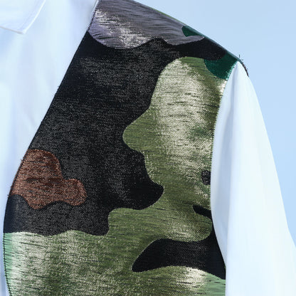 Chemise blanche à empiècements camouflage Dsquared2, taille 48 IT