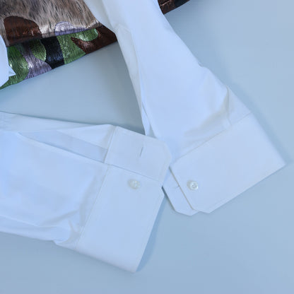 Chemise blanche à empiècements camouflage Dsquared2, taille 48 IT