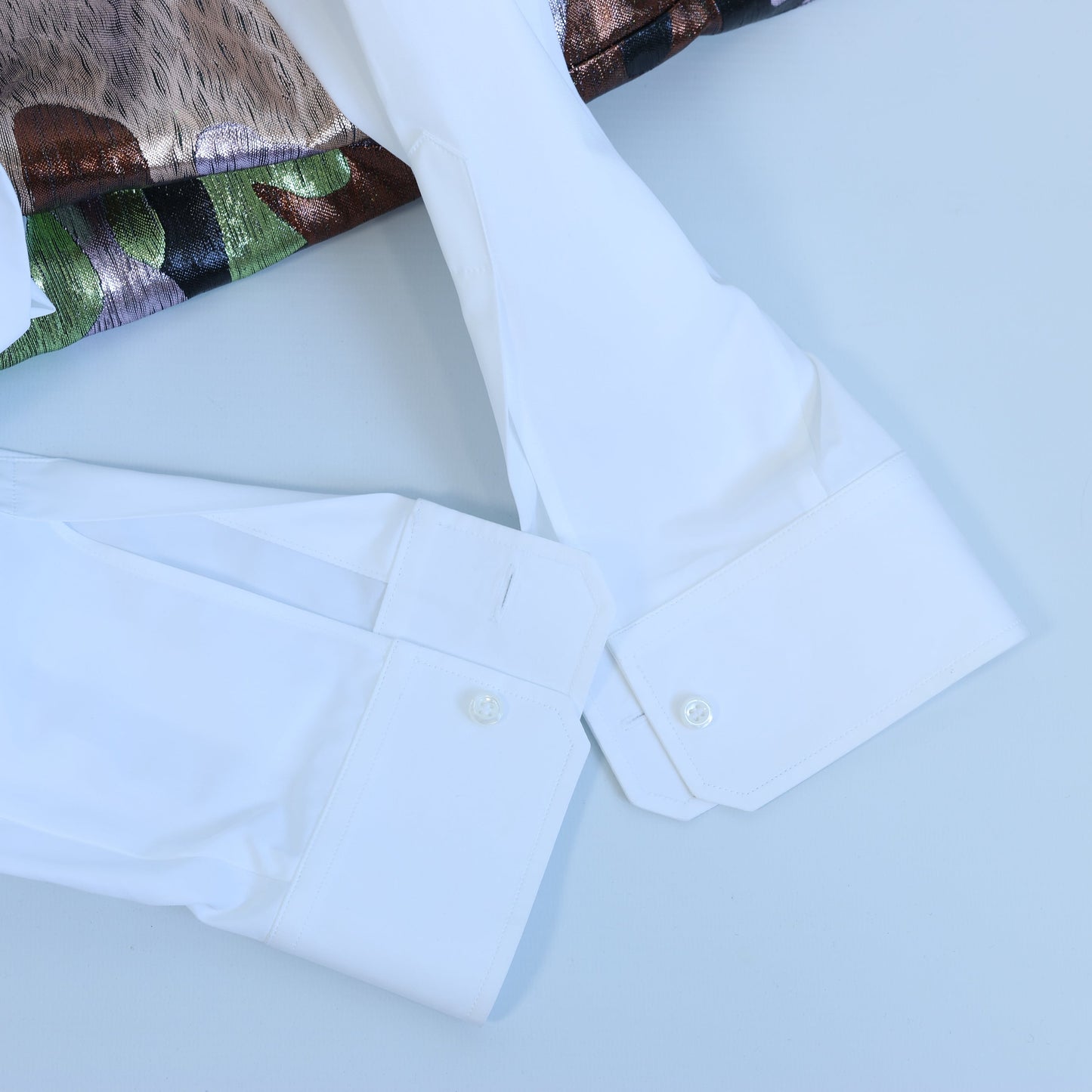 Chemise blanche à empiècements camouflage Dsquared2, taille 48 IT