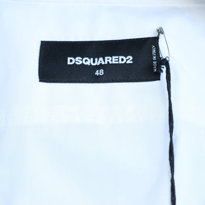 Chemise blanche à empiècements camouflage Dsquared2, taille 48 IT