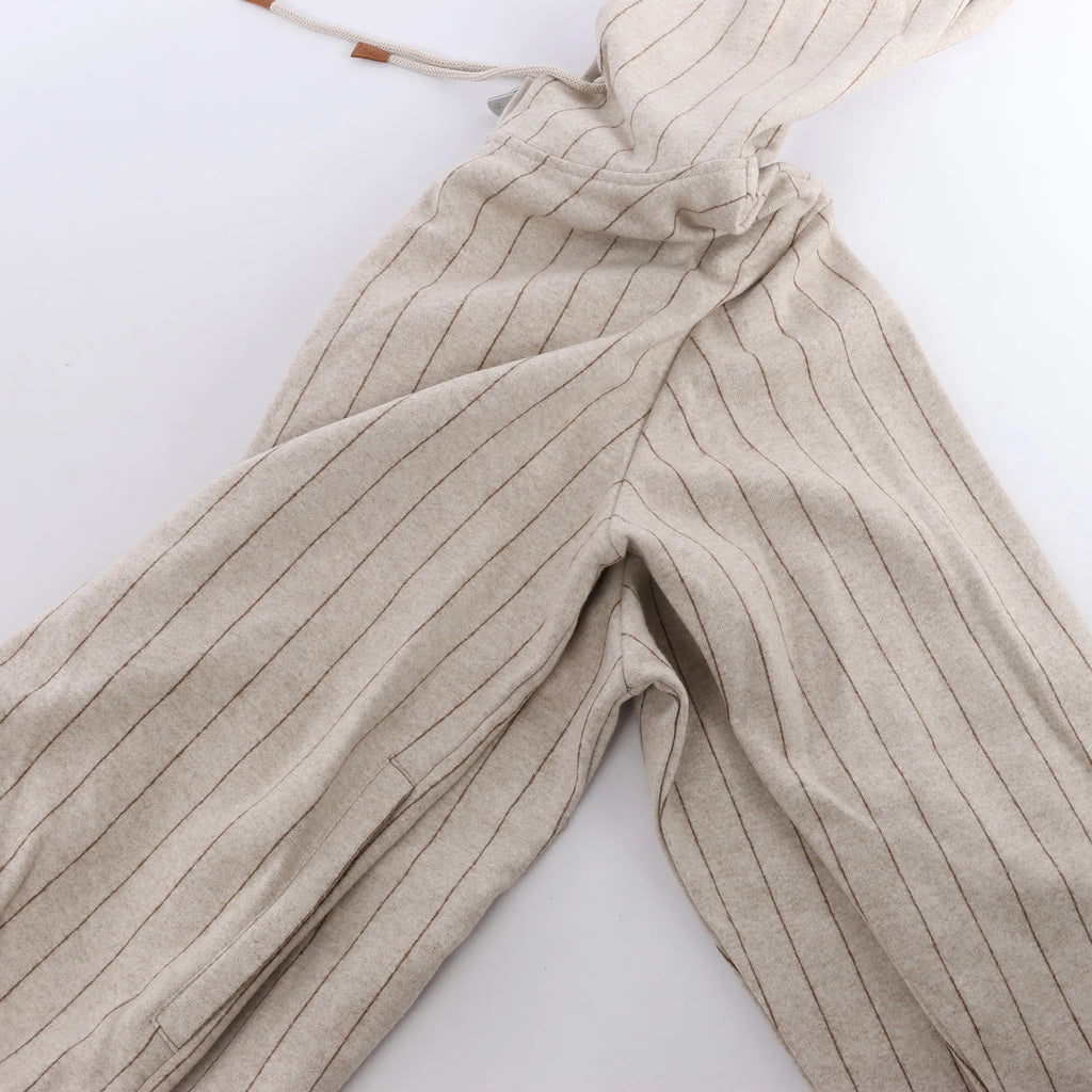 Eleventy Striped Zip-Up Sweatshirt in Beige, Size M
