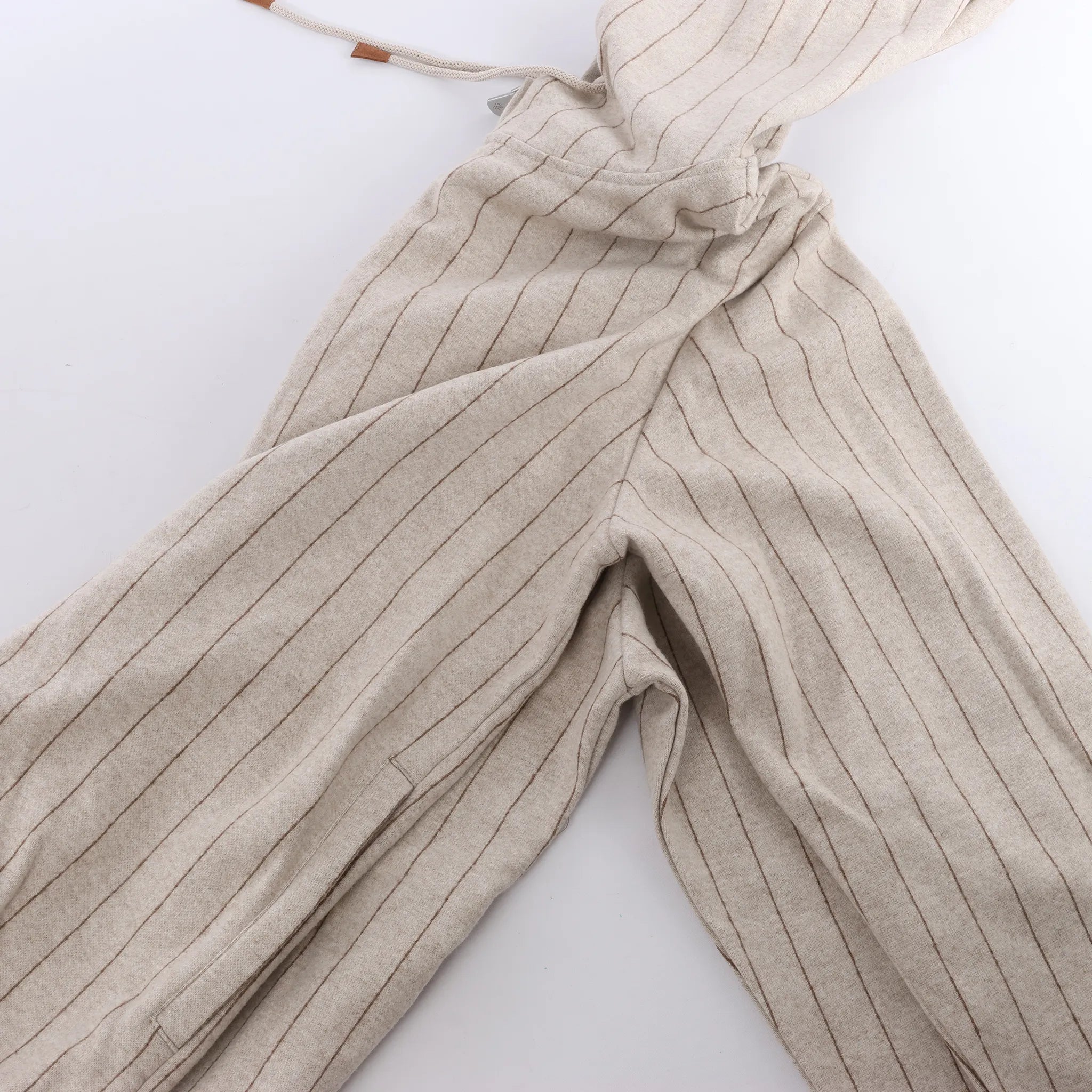 Eleventy Striped Zip-Up Sweatshirt in Beige, Size M
