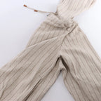 Eleventy Striped Zip-Up Sweatshirt in Beige, Size M