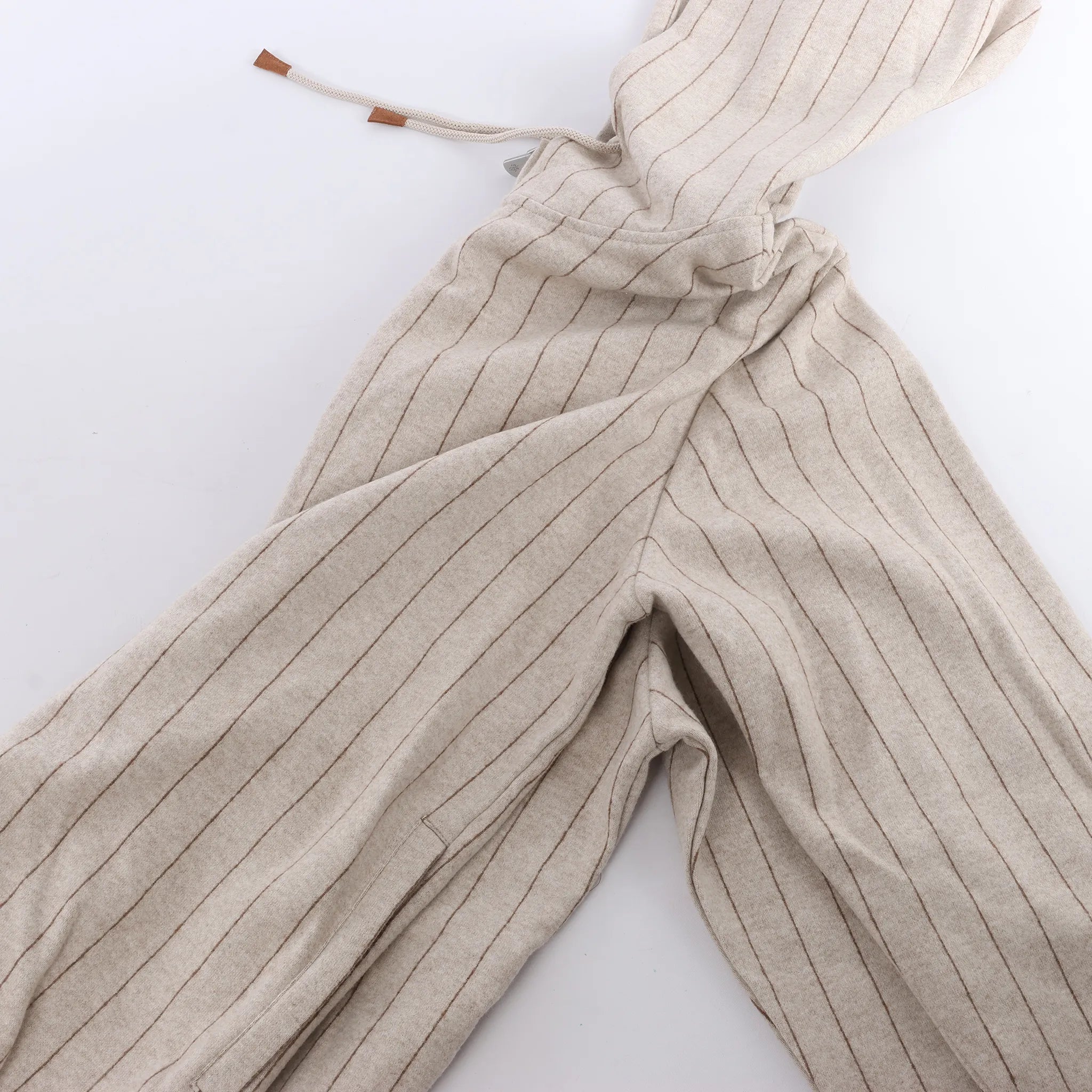Eleventy Striped Zip-Up Sweatshirt in Beige, Size M
