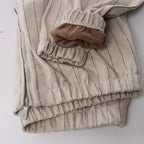 Eleventy Striped Zip-Up Sweatshirt in Beige, Size M