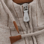 Eleventy Striped Zip-Up Sweatshirt in Beige, Size M