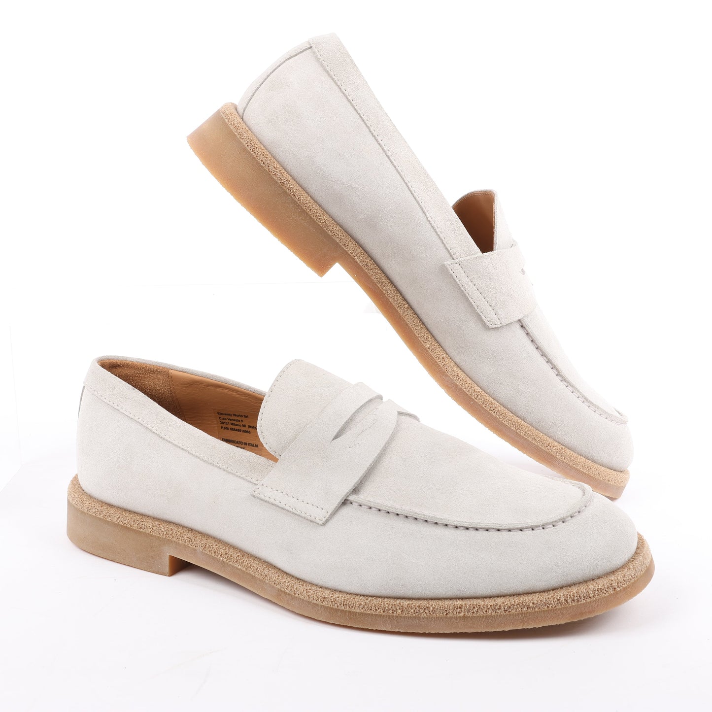 ELEVENTY Suede Loafers in Light Gray, Side 44 EU