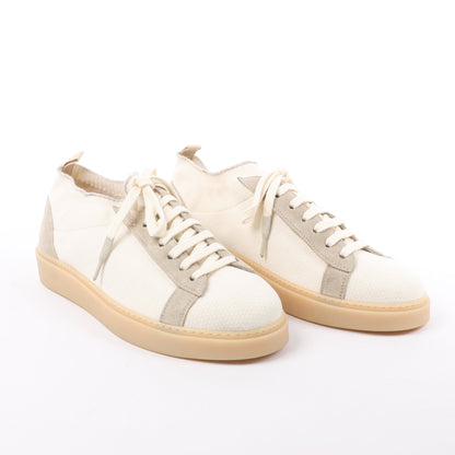 ELEVENTY Panelled Knitted Sneakers in Beige, Size 44 EU