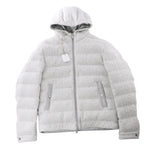 Eleventy Cable-Knit Puffer Wool x Cashmere Hooded Jacket in Light Gray, Size 50 IT