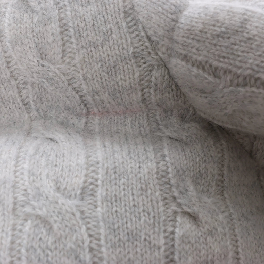 Eleventy Cable-Knit Puffer Wool x Cashmere Hooded Jacket in Light Gray, Size 50 IT