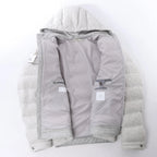 Eleventy Cable-Knit Puffer Wool x Cashmere Hooded Jacket in Light Gray, Size 50 IT