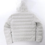 Eleventy Cable-Knit Puffer Wool x Cashmere Hooded Jacket in Light Gray, Size 50 IT