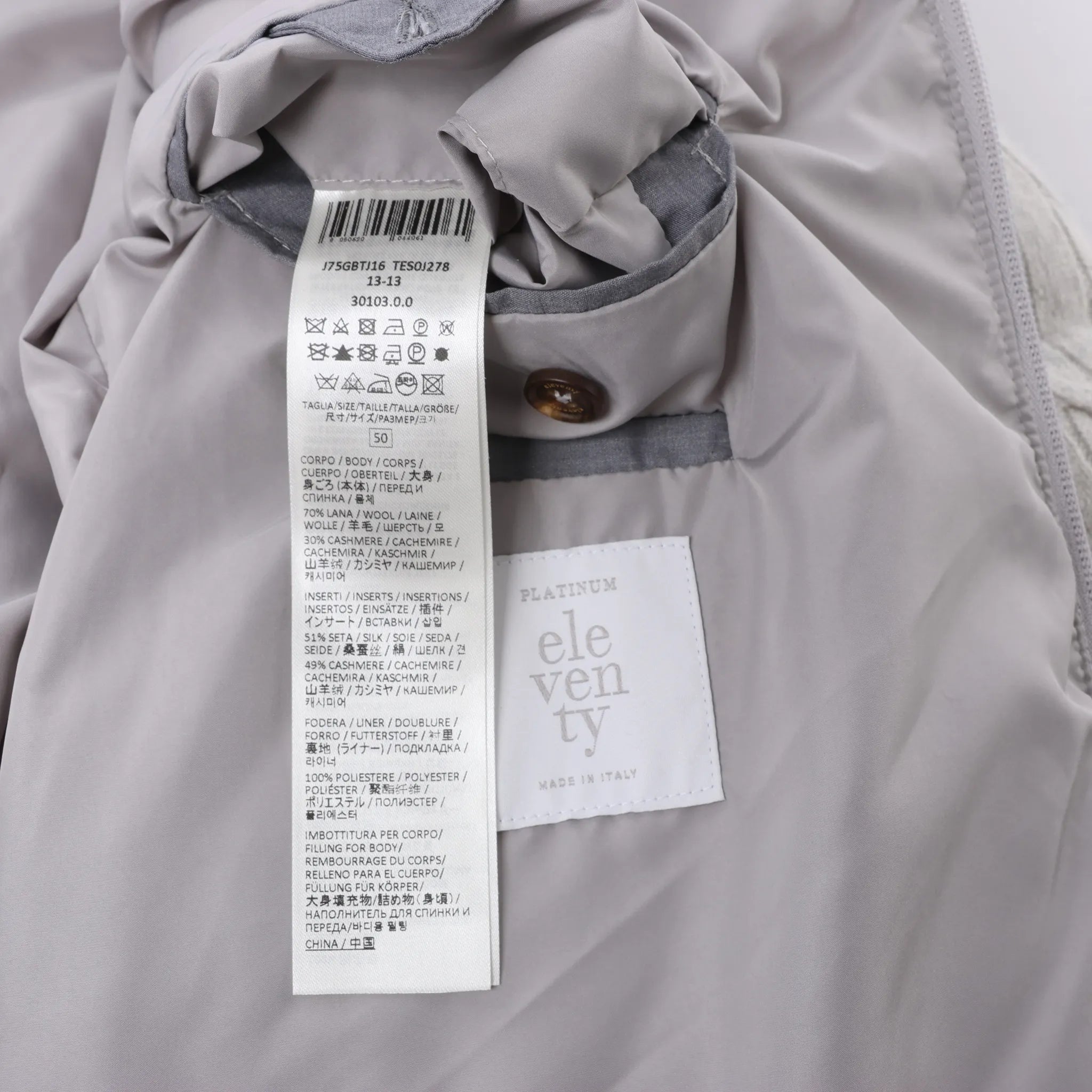 Eleventy Cable-Knit Puffer Wool x Cashmere Hooded Jacket in Light Gray, Size 50 IT