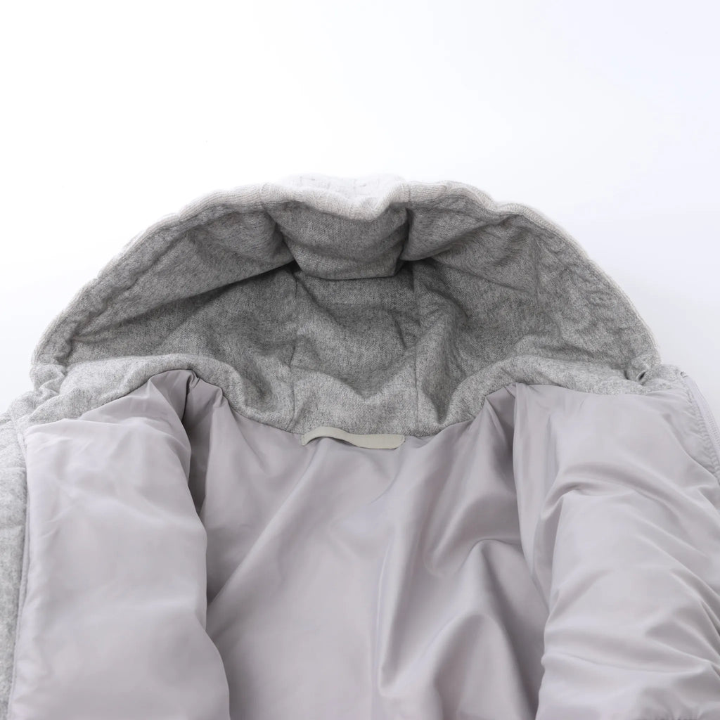 Eleventy Cable-Knit Puffer Wool x Cashmere Hooded Jacket in Light Gray, Size 50 IT