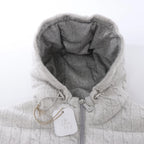 Eleventy Cable-Knit Puffer Wool x Cashmere Hooded Jacket in Light Gray, Size 50 IT