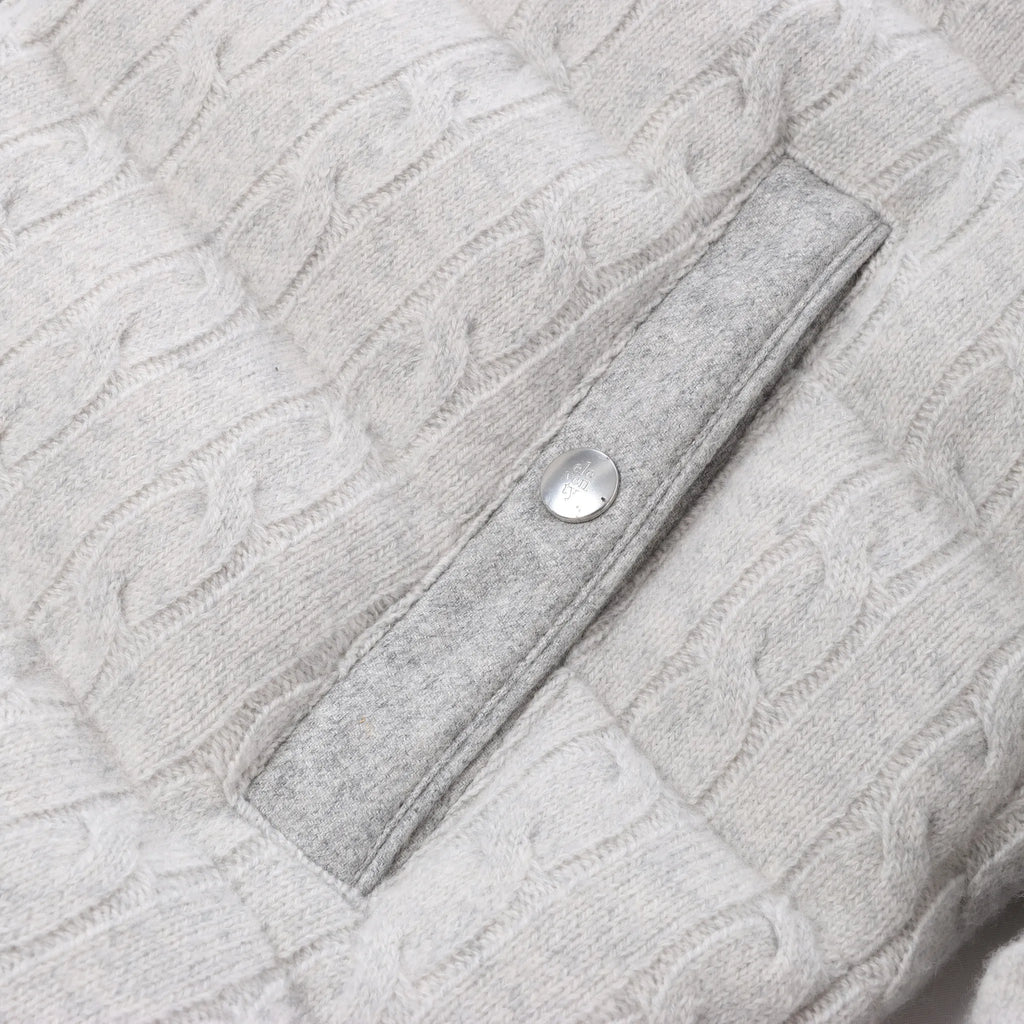 Eleventy Cable-Knit Puffer Wool x Cashmere Hooded Jacket in Light Gray, Size 50 IT