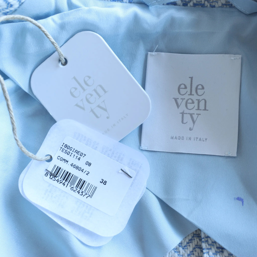 Eleventy Fringed Single-Breasted blazer in Light Blue, Size 38 IT