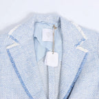Eleventy Fringed Single-Breasted blazer in Light Blue, Size 38 IT