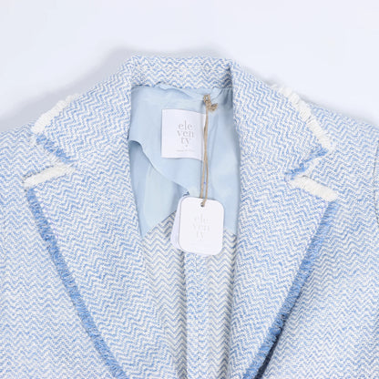 Eleventy Fringed Single-Breasted blazer in Light Blue, Size 38 IT