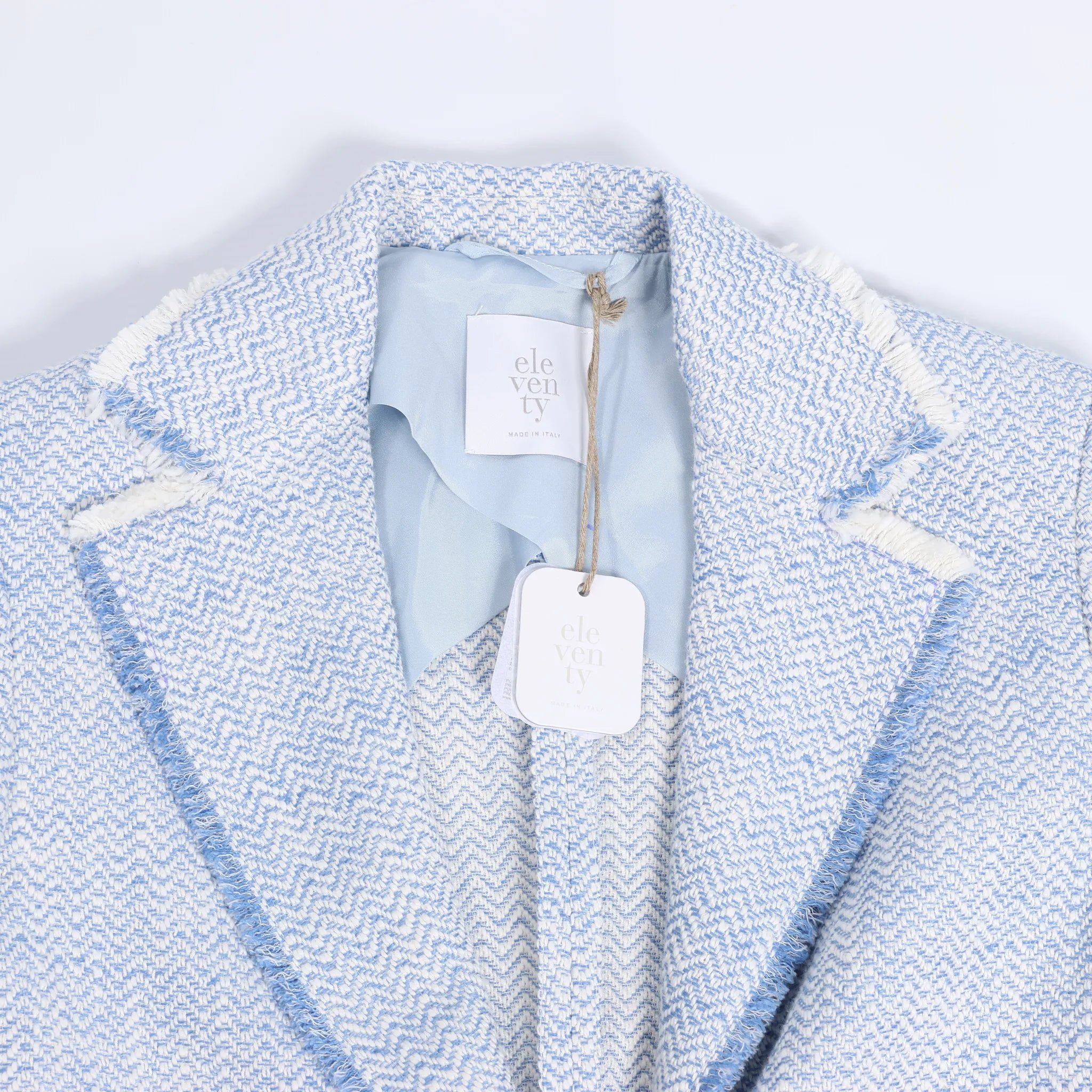 Eleventy Fringed Single-Breasted blazer in Light Blue, Size 38 IT