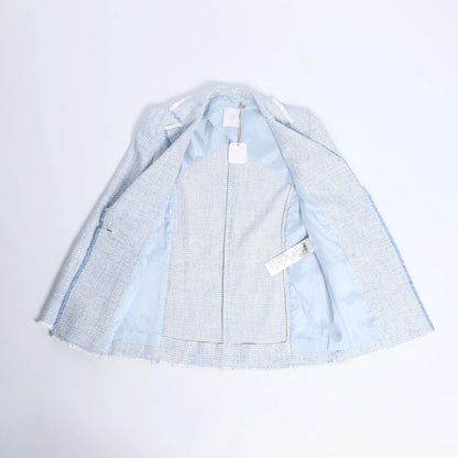 Eleventy Fringed Single-Breasted blazer in Light Blue, Size 38 IT